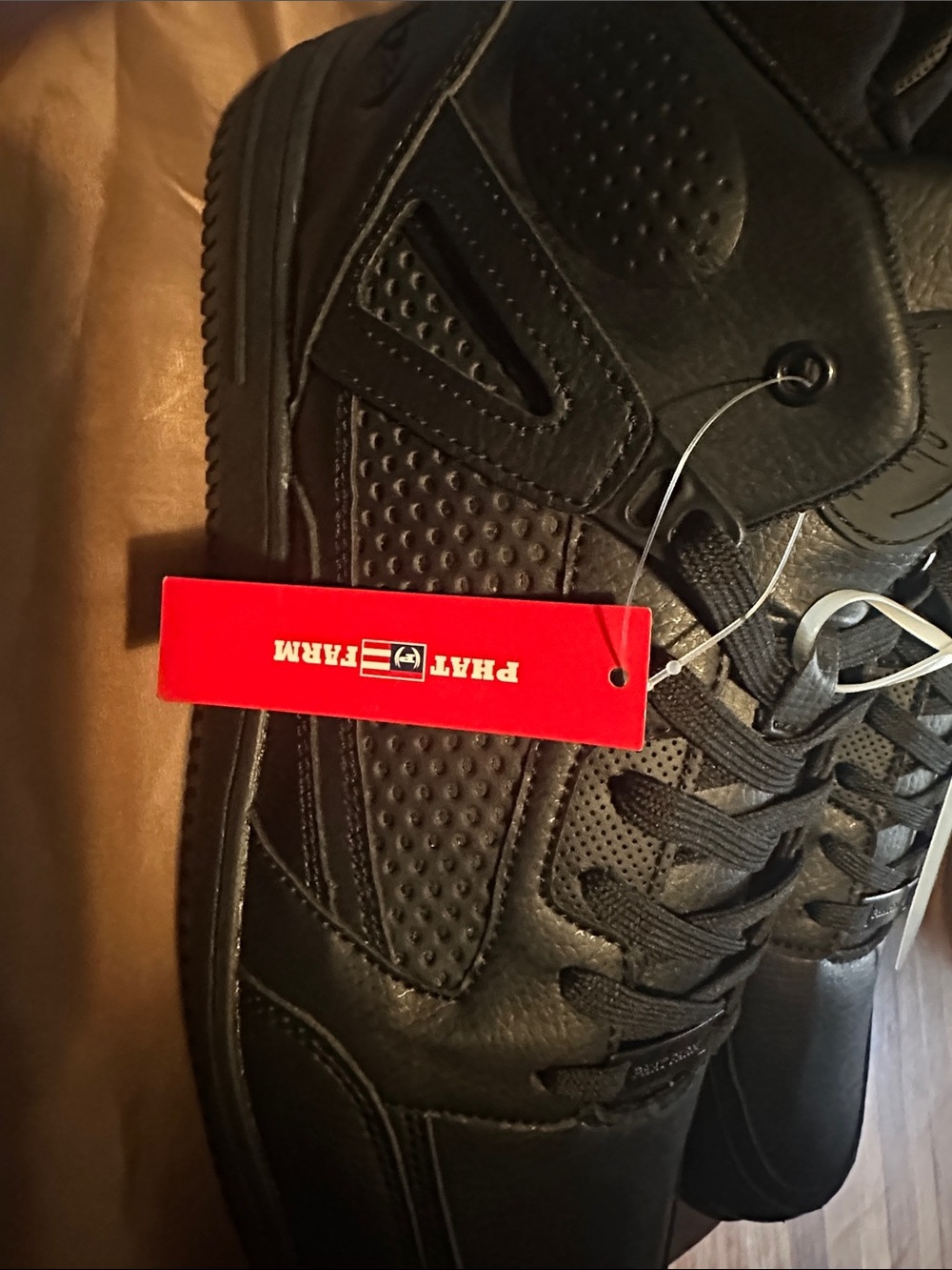 Phat Farm Black Men's High-Top Sneakers with Red Brand Tag